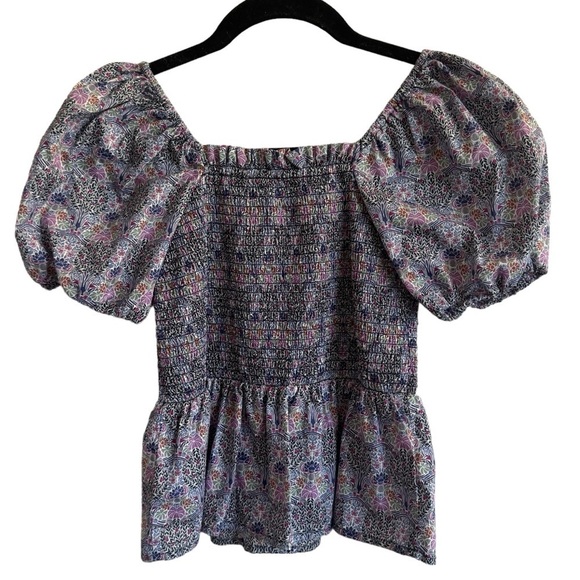J.Crew Smocked Squareneck Organic Cotton Top w/ Liberty Fabric, Size S - Picture 7 of 9